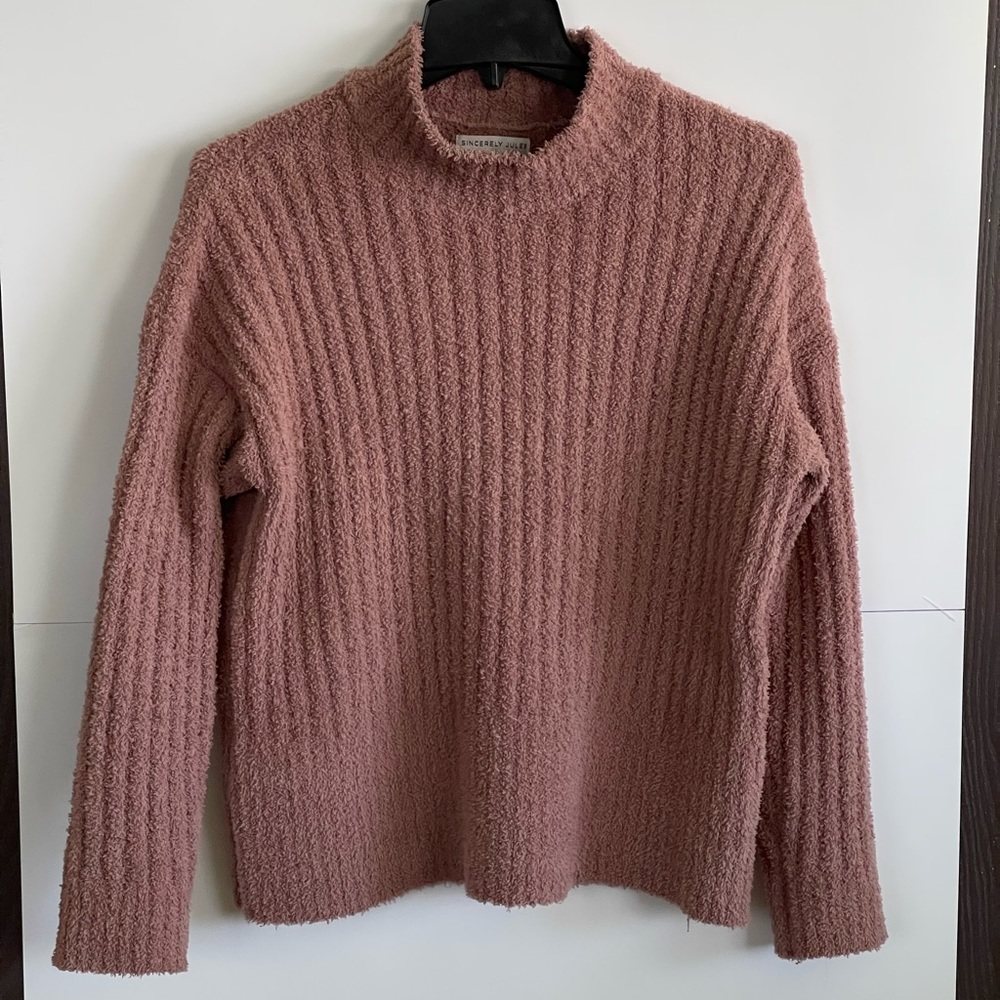 Sincerely Jules Dusty Rose Ribbed Mock Neck Sweater